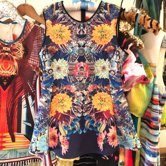 Clover Canyon peplum neoprene cactus scuba top XS - Picture 4 of 4